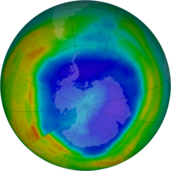 Antarctic ozone map for 07 September 2014